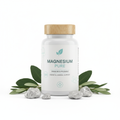 Magnesium Supplement bottle with natural elements